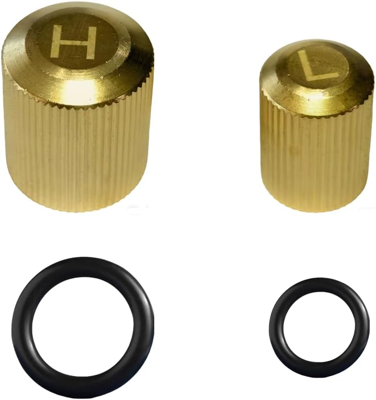 Brass Car AC Valve Caps for R134a System | Heavy-Duty High & Low-Side Service Port Caps | Leak-Proof Covers for BMW, Benz & More